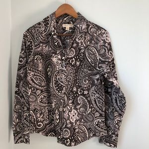 Coldwater Creek Paisley Long Sleeve 100%Cotton Top
